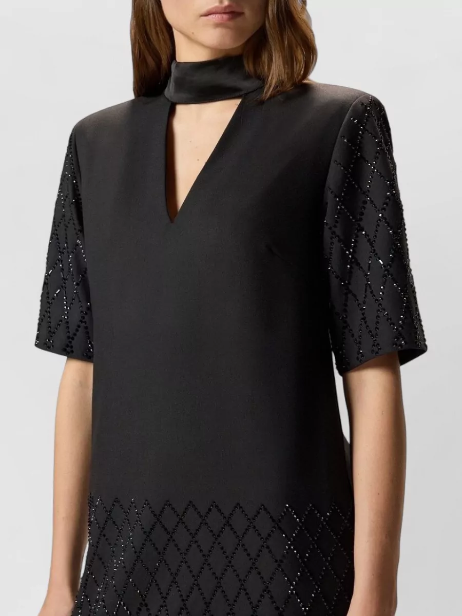 Pinko Rhinestone-Embellished T-Shirt Mini Dress