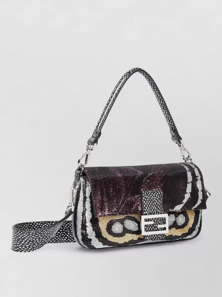 Fendi Butterfly Sequin Shoulder Bag Detachable Strap