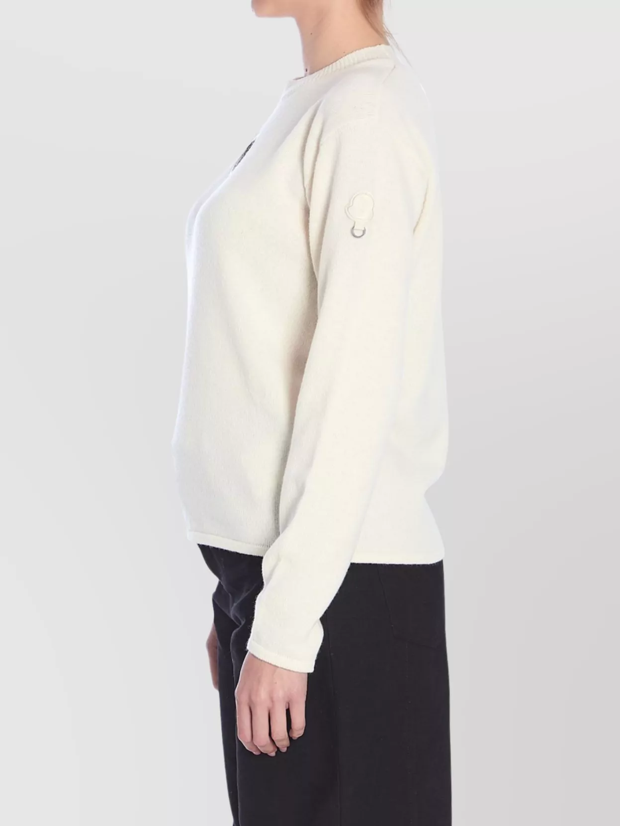 Moncler Wool Sweater With Embroidered Sleeve Detail