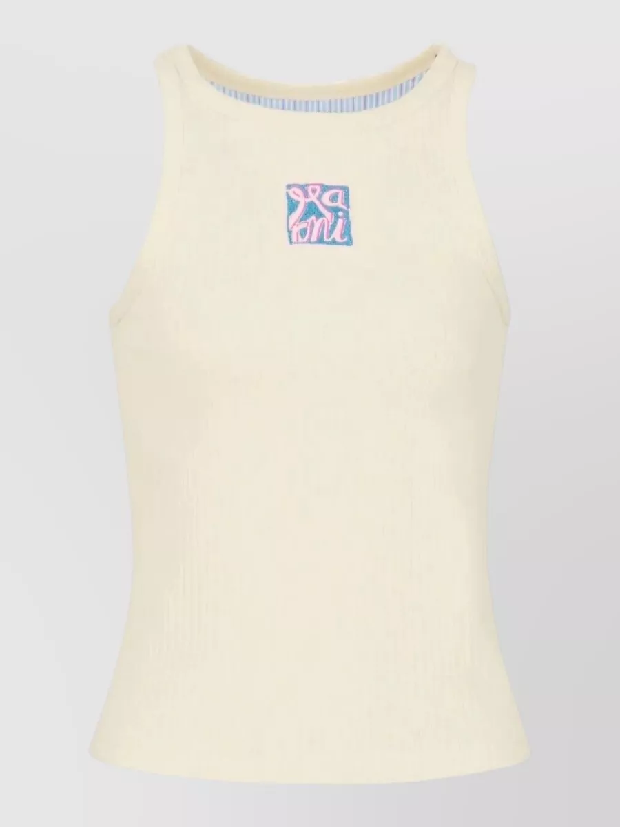 Marni cotton ribbed sleeveless logo tank top