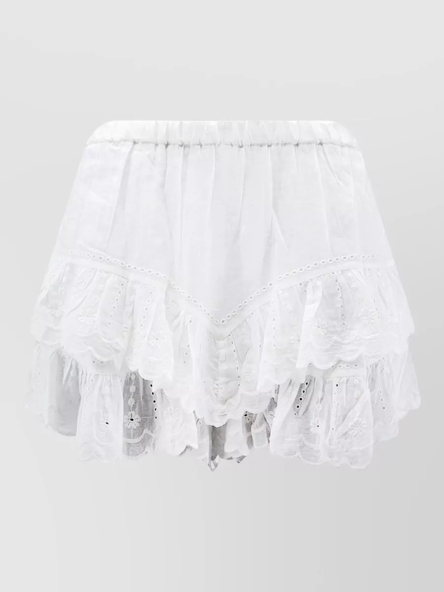 Isabel Marant Etoile Flounced embroidered cotton full skirt