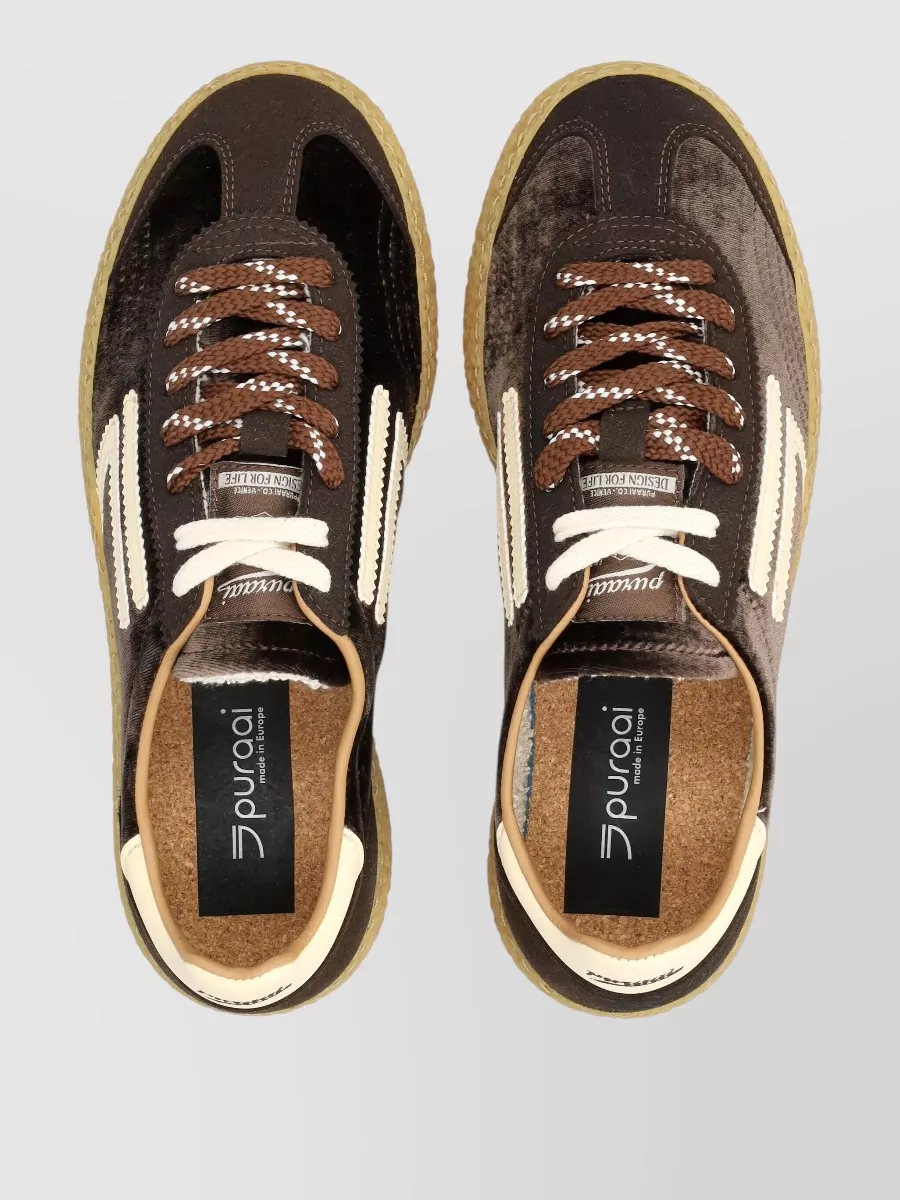 Puraai Velvet Lace-Up Sneakers