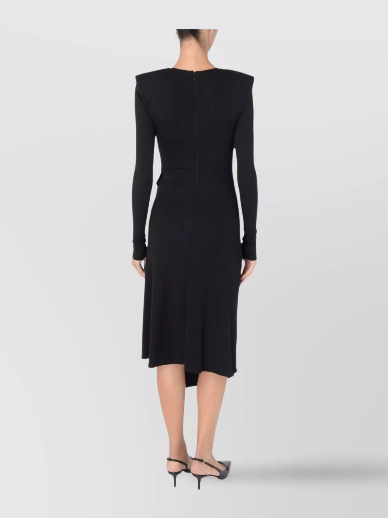 Elisabetta Franchi Hemline Asymmetry Draped Detail Sleeves V-Neck