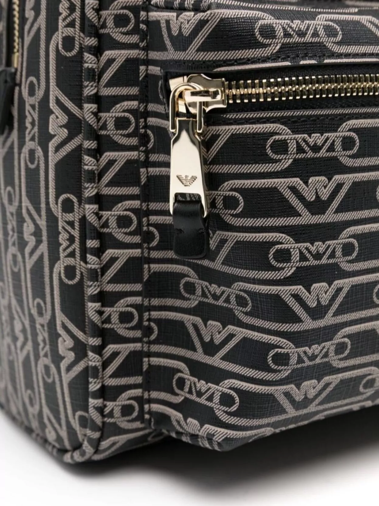 Shop Emporio Armani Coated Faux Leather Logo Print Backpack With Front Pocket