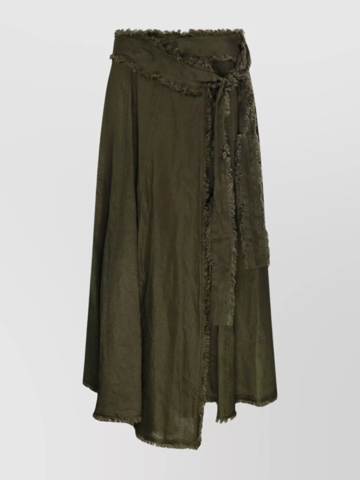 P.A.R.O.S.H FRAYED EDGE MIDI LENGTH TIE WRAP SKIRT