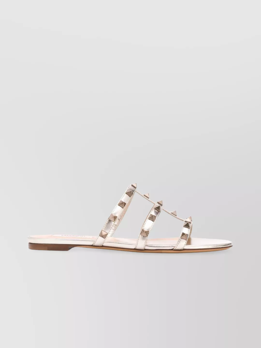 Valentino Garavani Flat Sandals With Gold-Tone Rockstud Embellishments