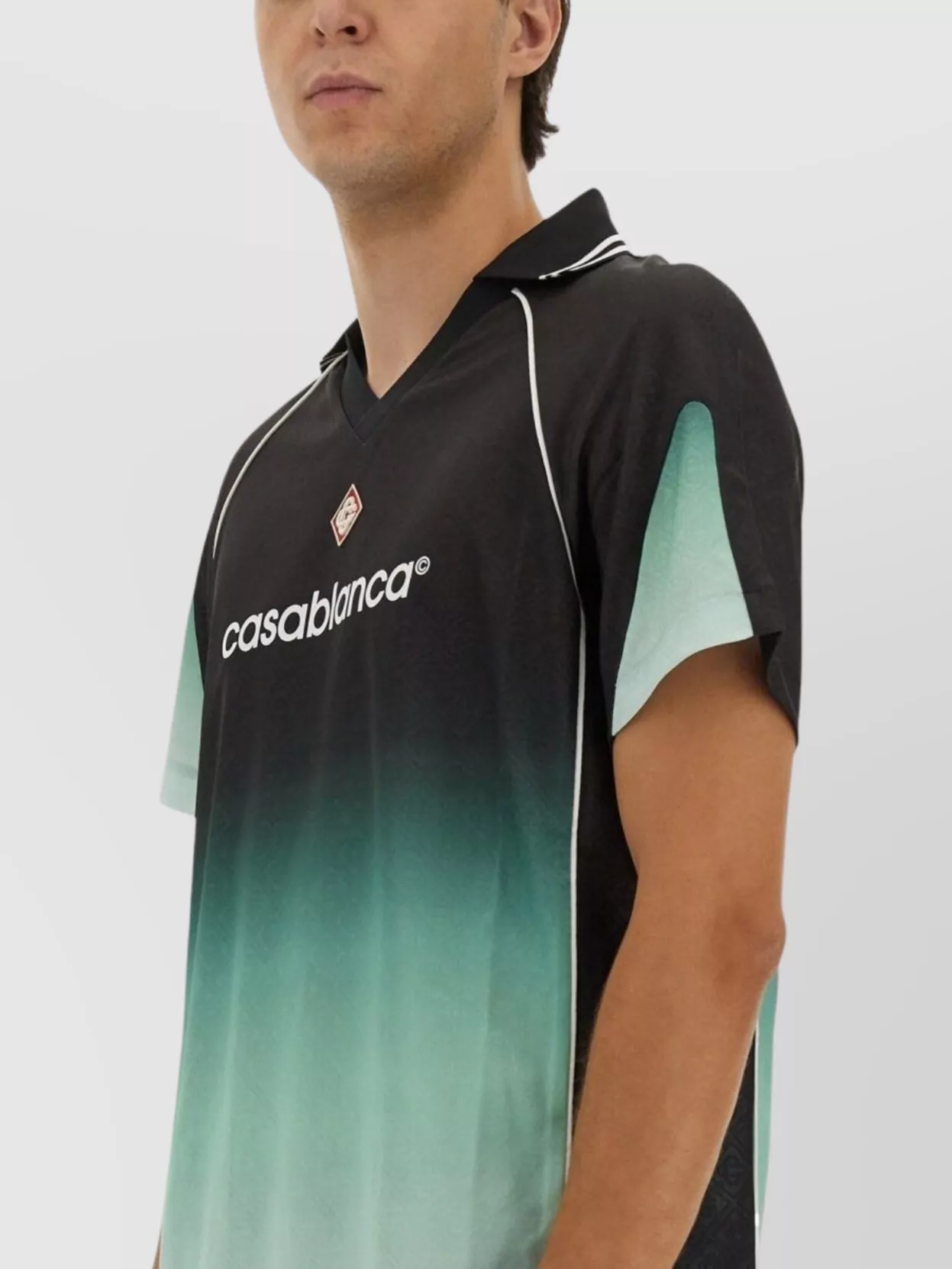 Casablanca Piping Contrast Gradient V Neck T-Shirt
