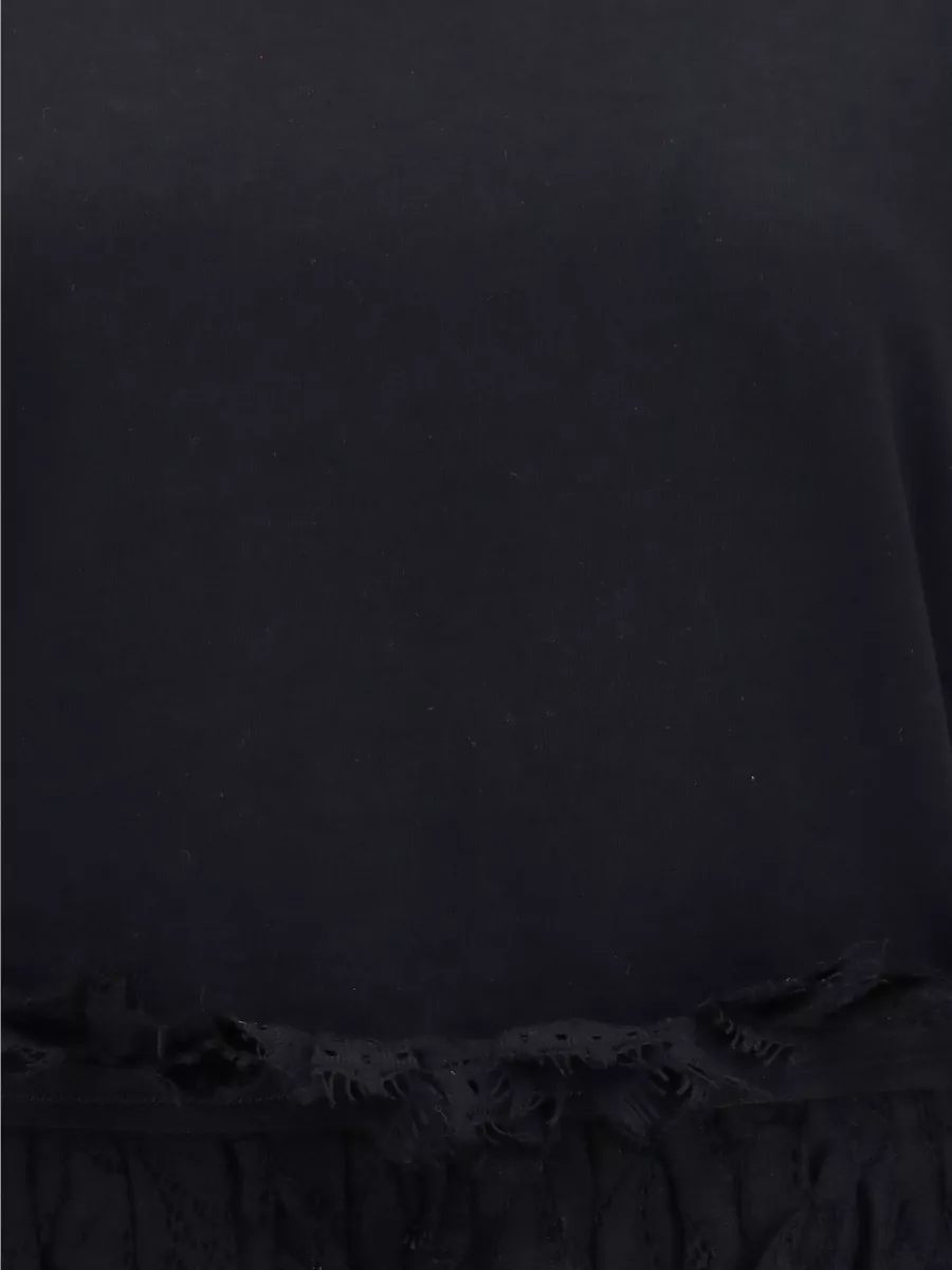 Alexander Mcqueen Cotton Lace Ruffle Cutout T-Shirt