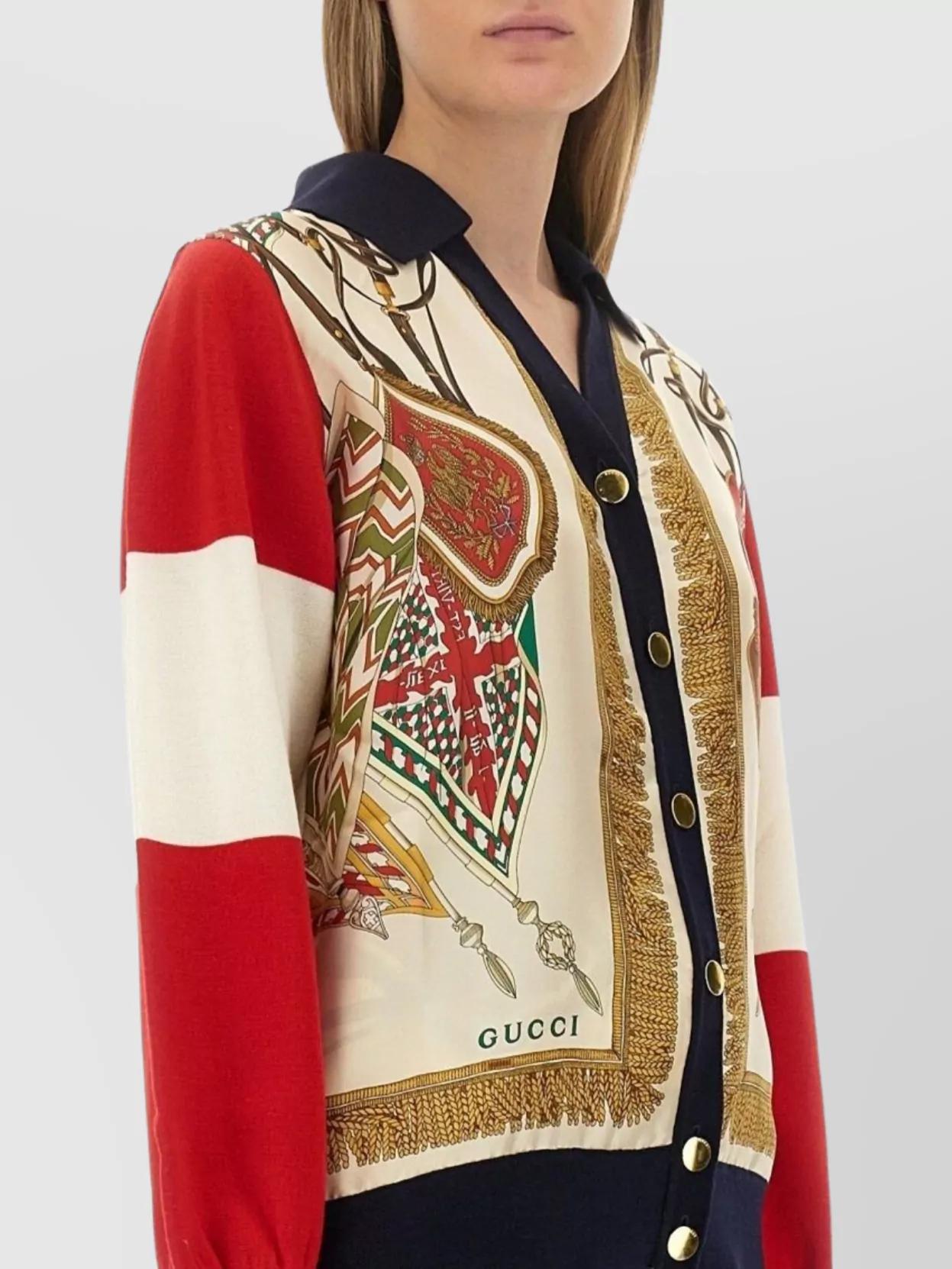 Gucci Fine Wool Cardigan Long Sleeves Printed Design