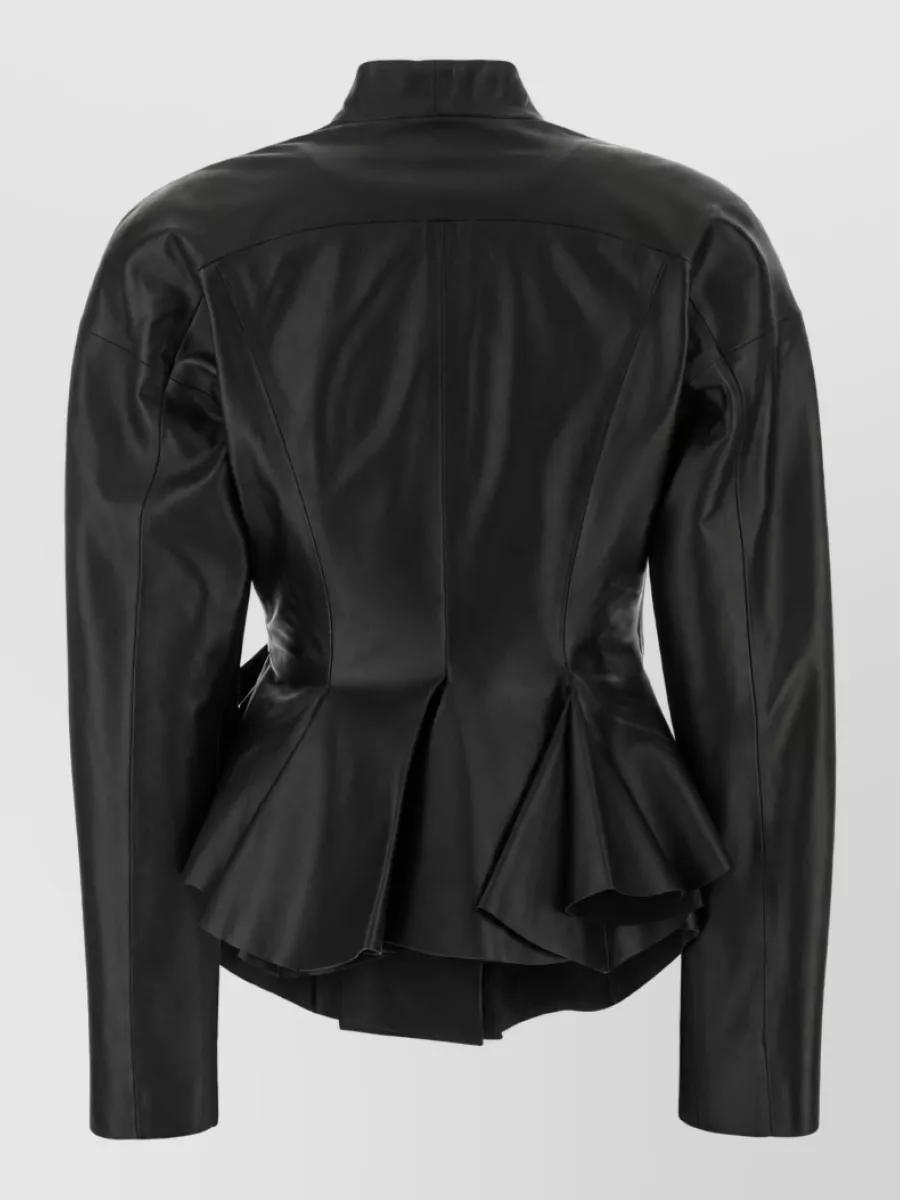Alberta Ferretti Lamb Leather Single Breasted Coat