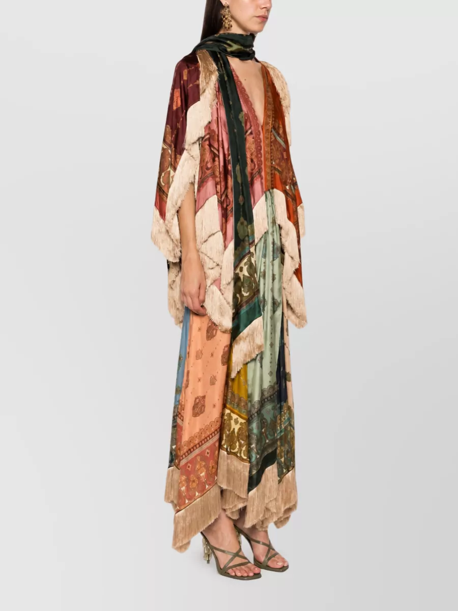 Zimmermann Silk Printed V-Neck Asymmetric Beach Cover-Up