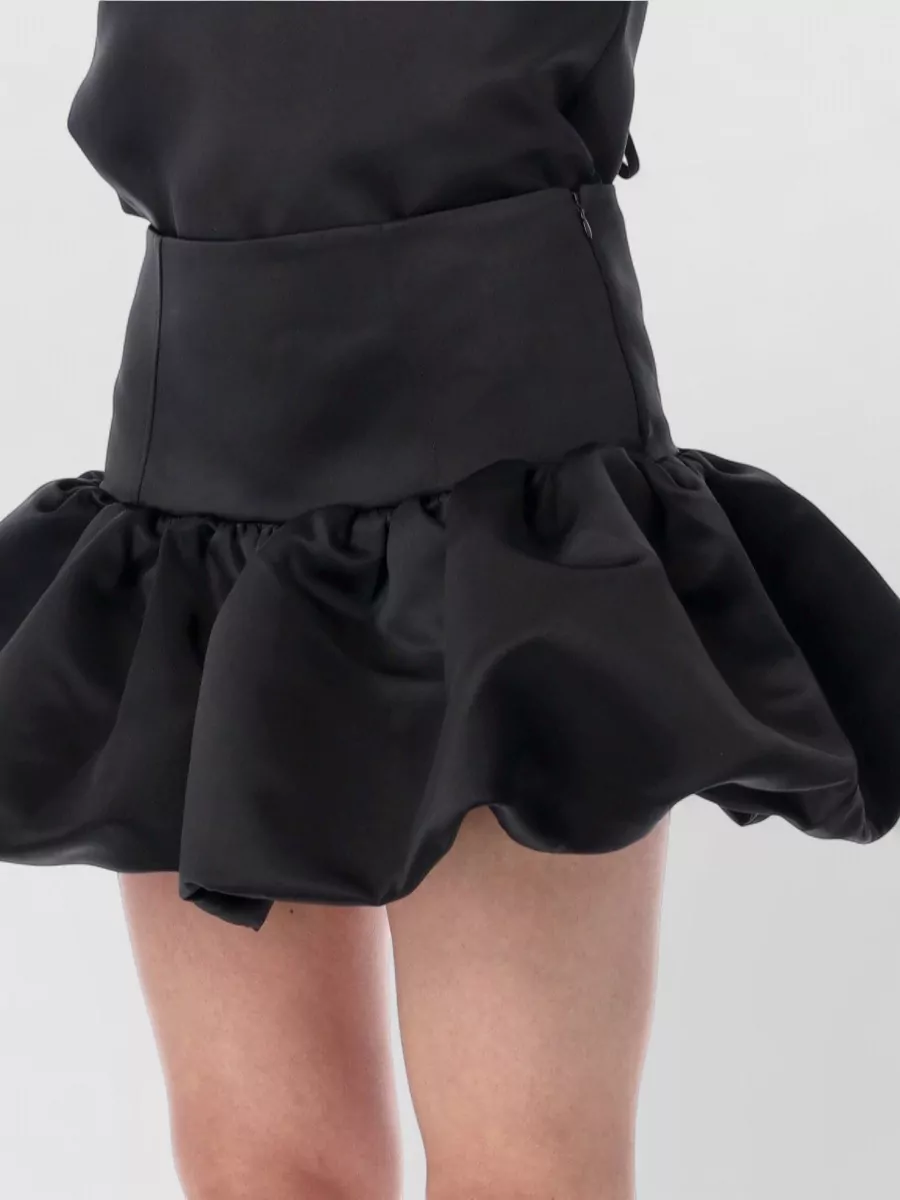 Ganni Satin High-Rise Ruched Mini Skirt