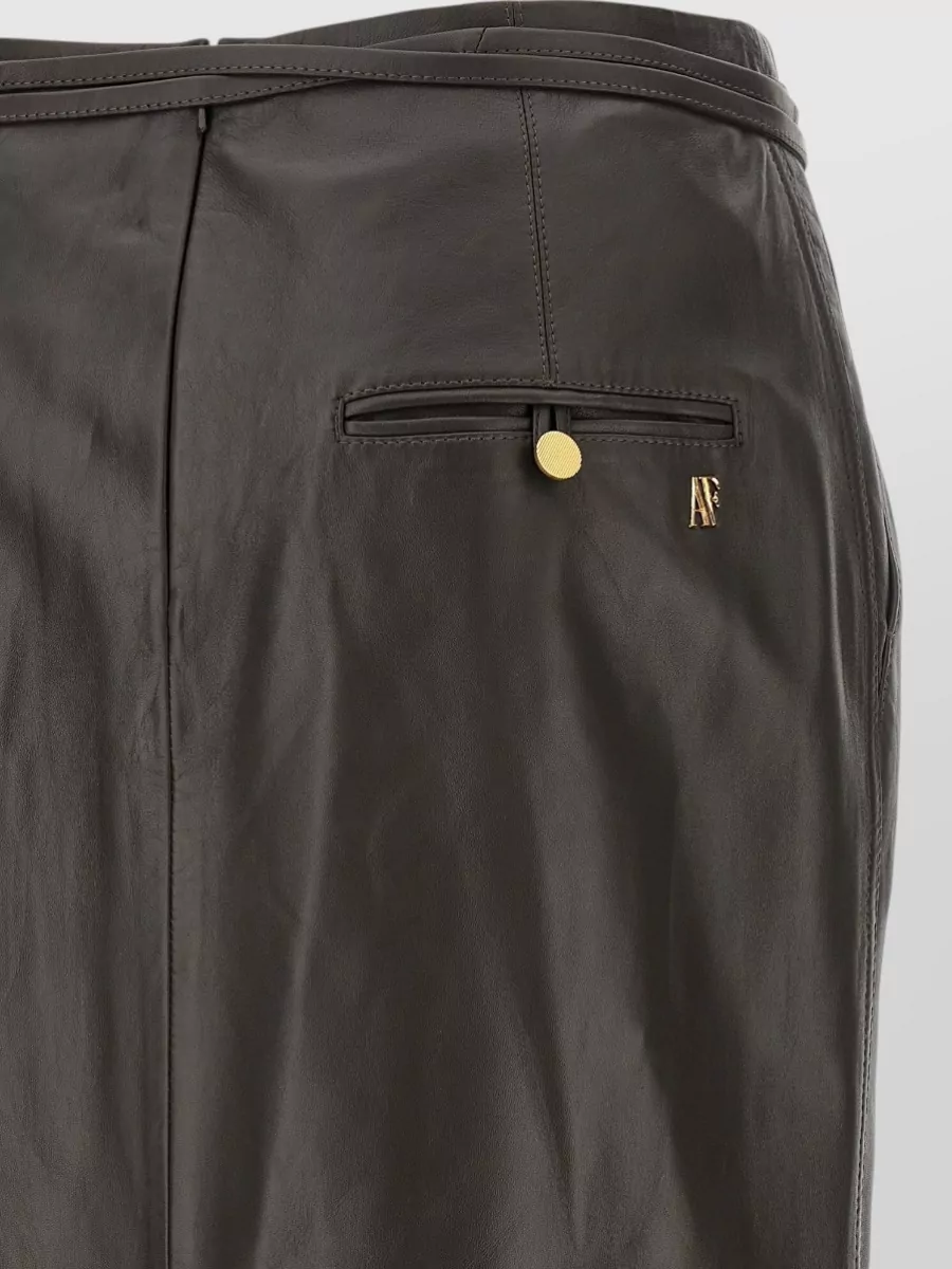 Alberta Ferretti Leather Paneled Midi Pencil Skirt