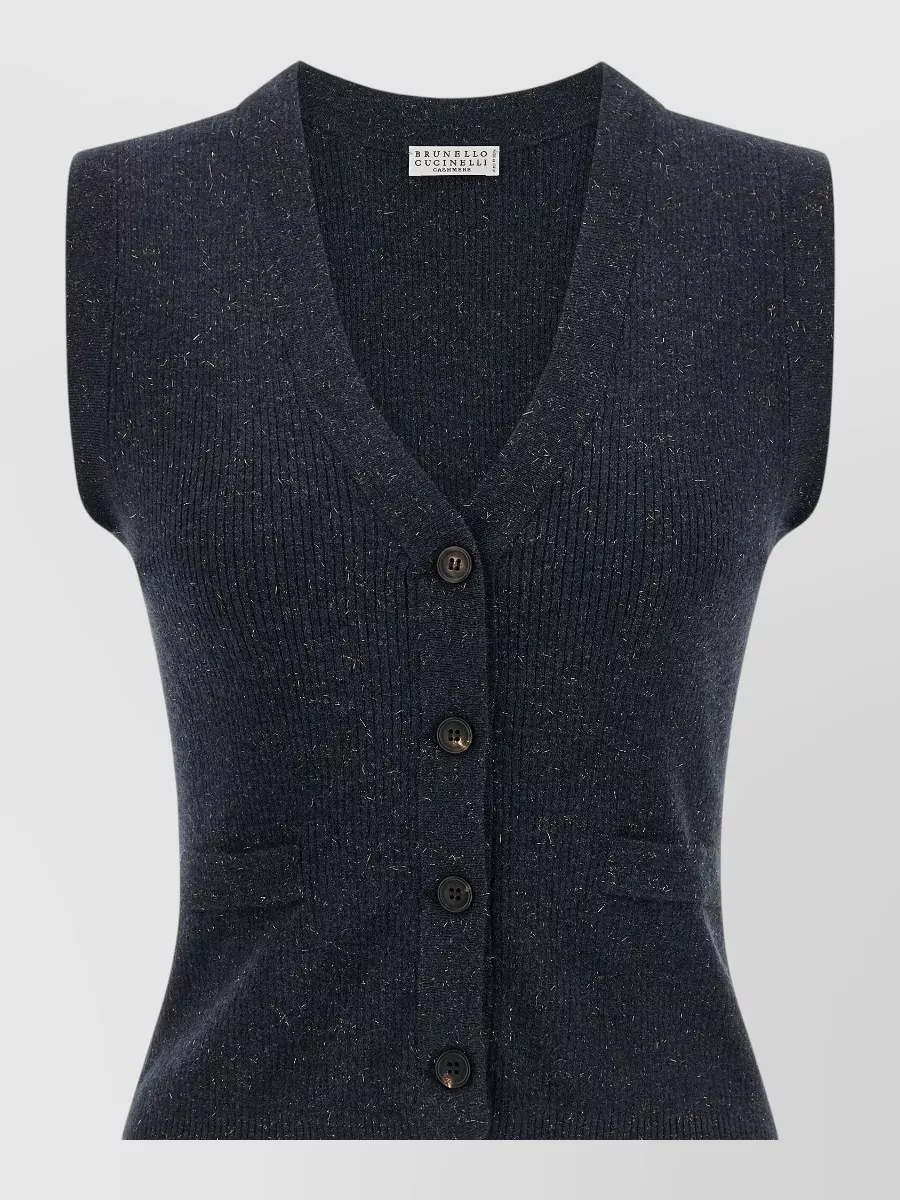 Brunello Cucinelli Cashmere ribbed sleeveless v-neck knitted vest