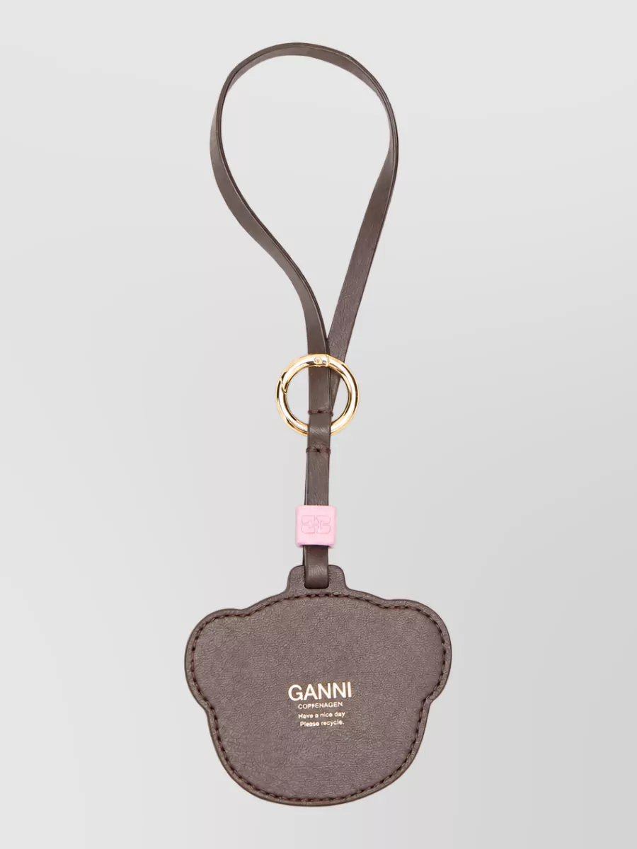 Ganni Recycled leather teddy bear bag charm