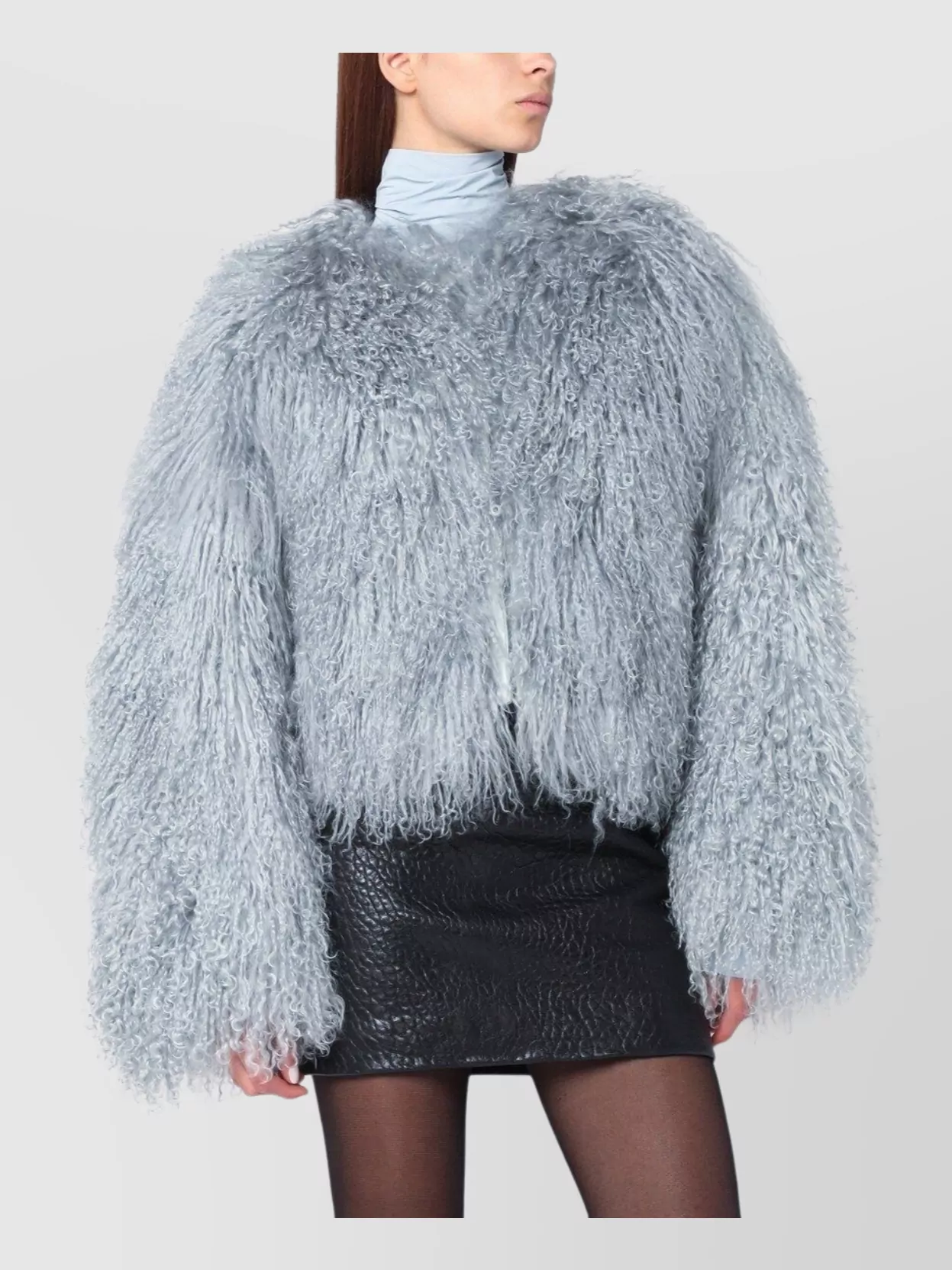 Halfboy Oversized Faux Fur Coat With Long Sleeves In Blue