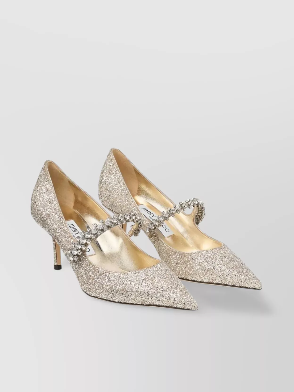 Jimmy Choo Crystal Strap Bing 65 Pumps Glitter Fabric