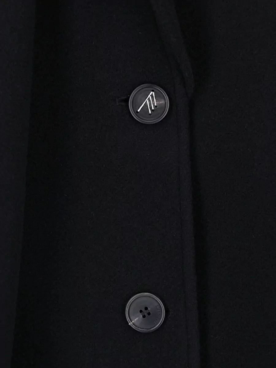 The Attico Cashmere Wool Relaxed Long Single-Breasted Coat With Fringed Scarf