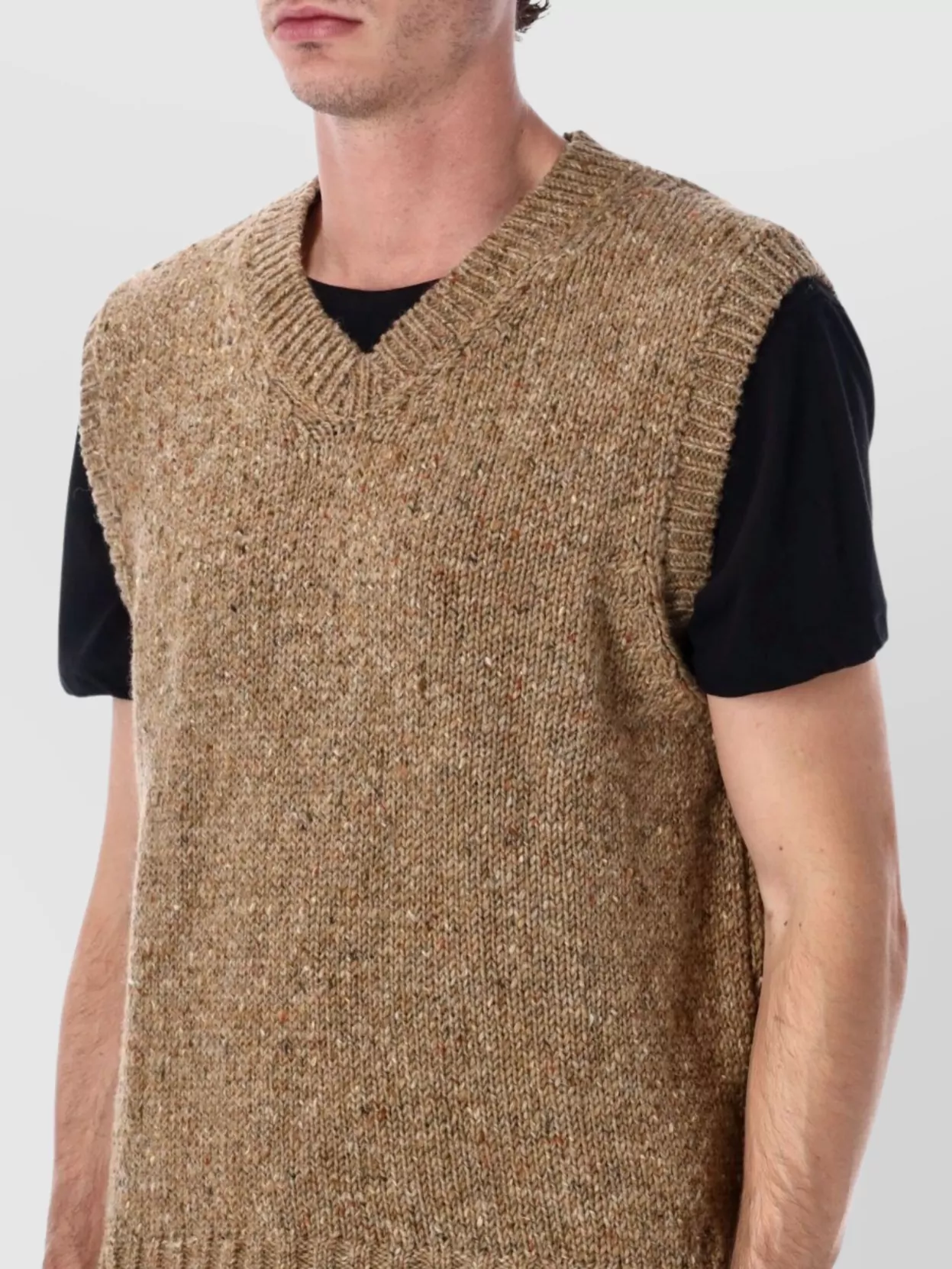 Howlin Sleeveless V Neck Ribbed Knit Vest