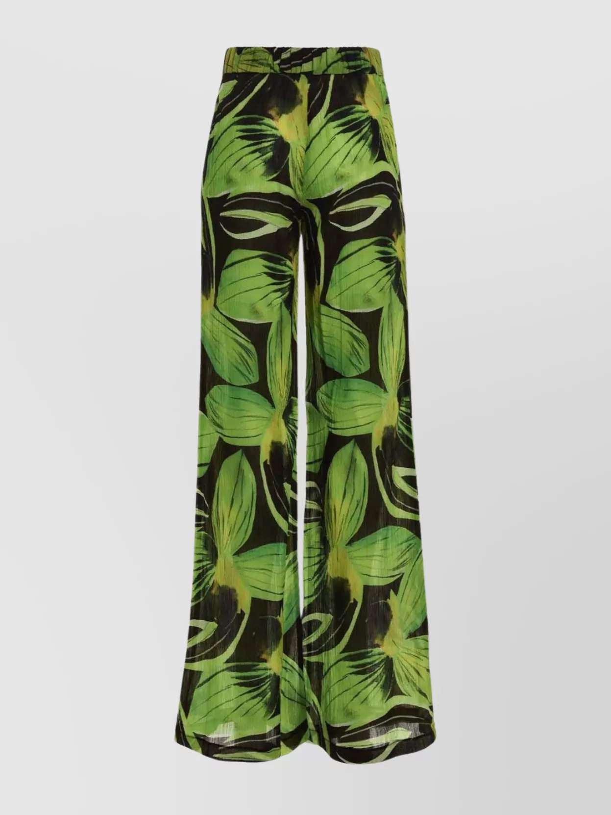 Shop Louisa Ballou Wide Leg Tropical Print High-rise Trousers