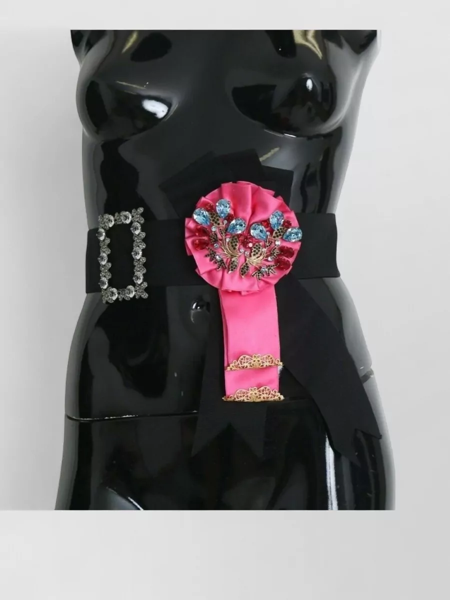 Dolce&Gabbana crystal-embellished floral brooch belt