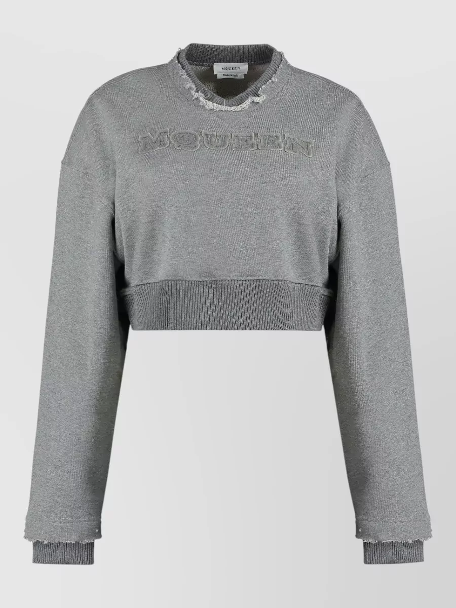 Mc Queen cotton cropped logo sweatshirt