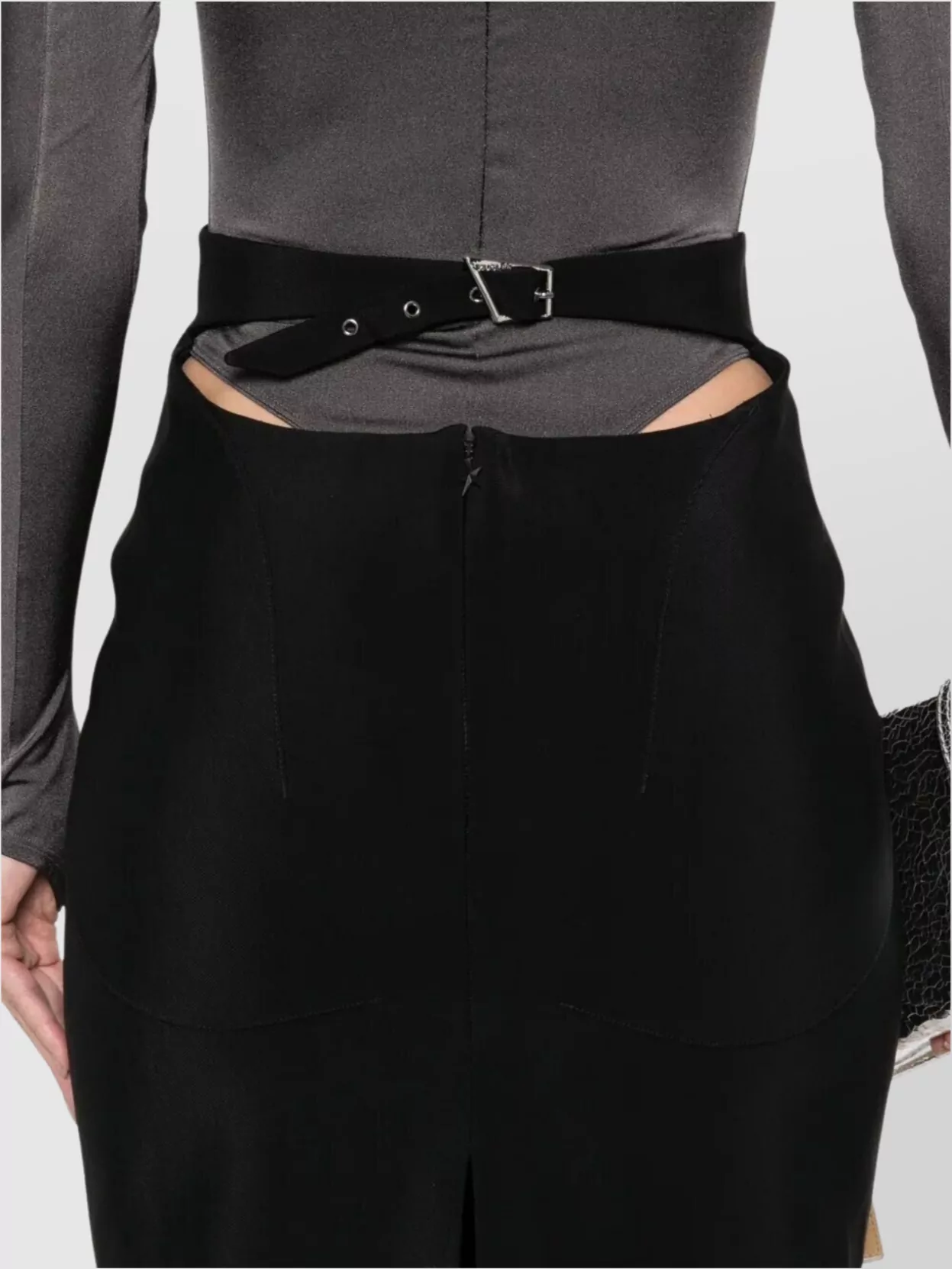 Mugler Slim High Waist Belted Midi Skirt
