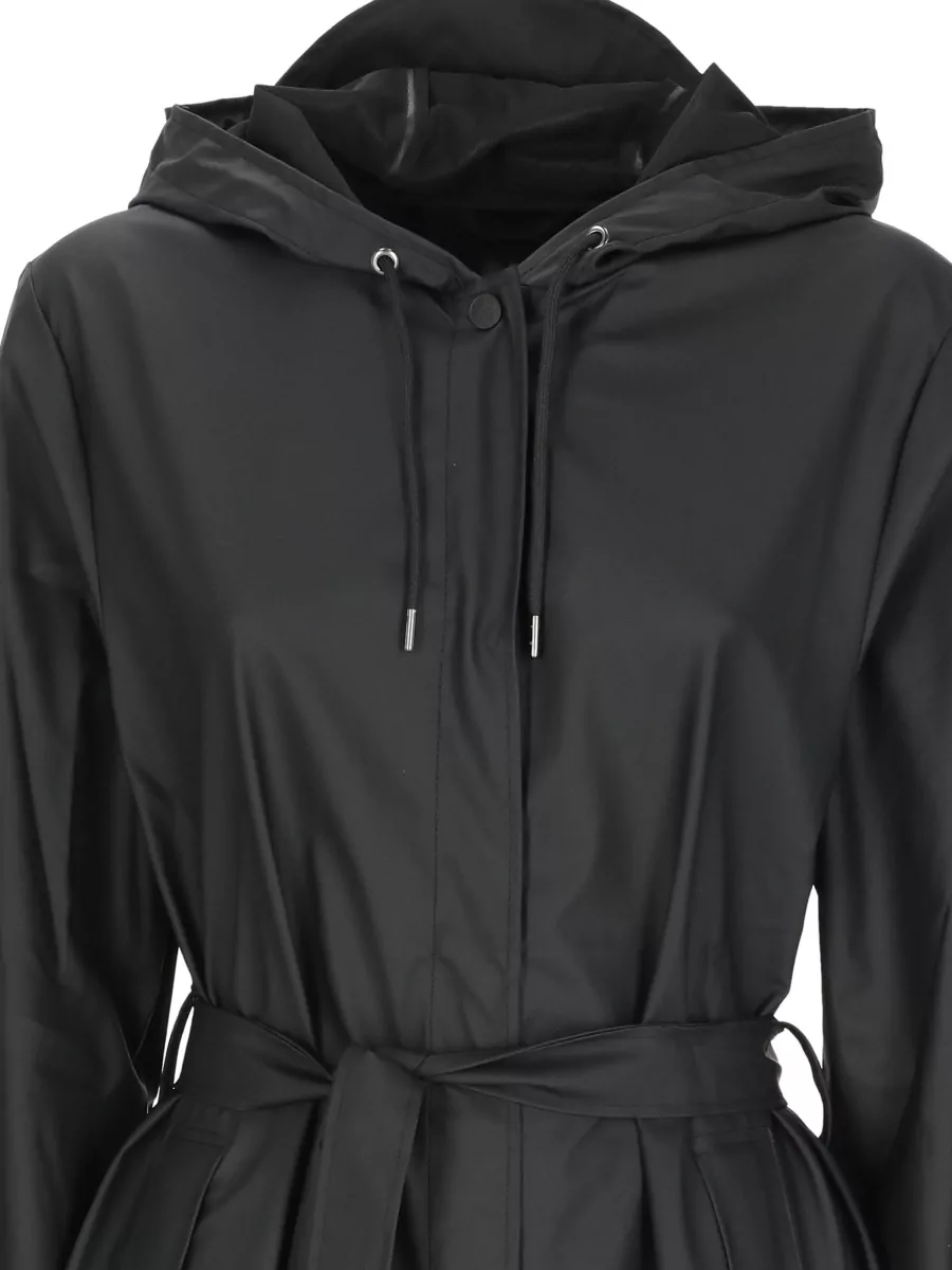 Rains Long Hooded Belted Raincoat
