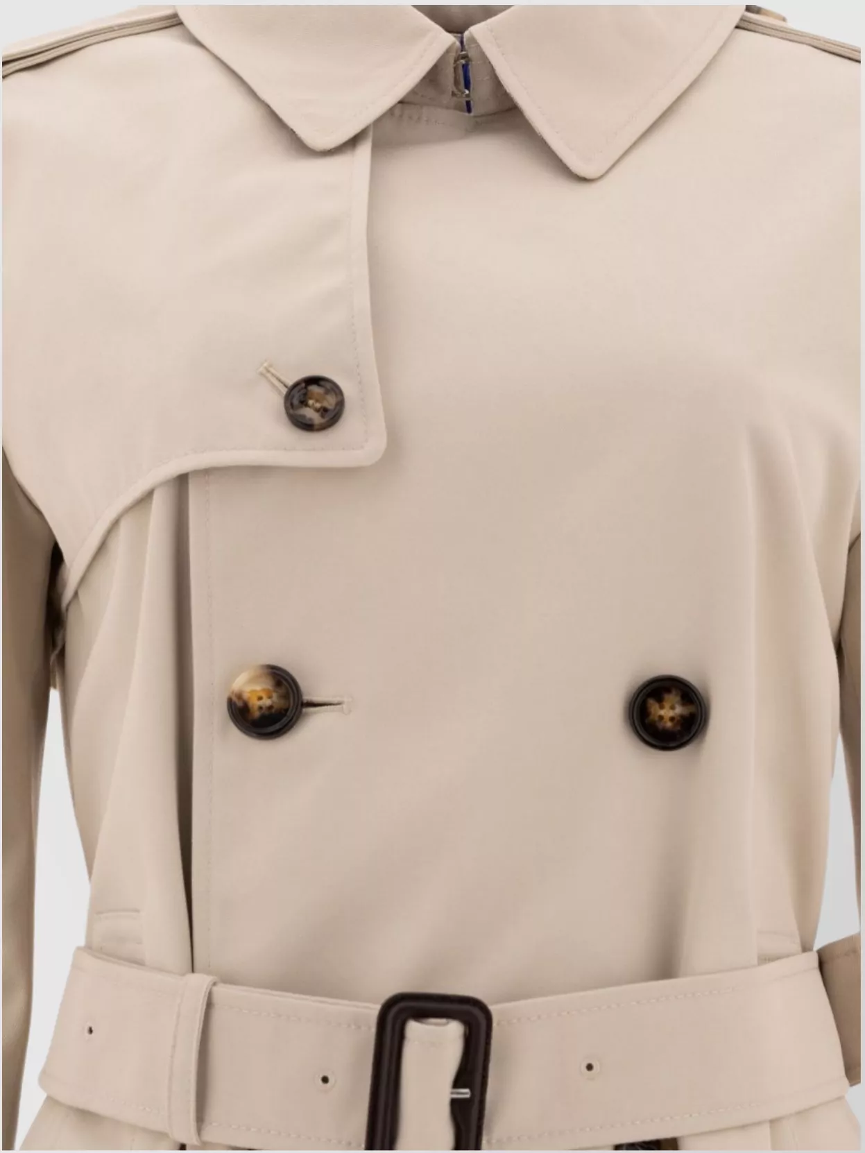 Shop Burberry Belted Double-breasted Coat Buckle Accents