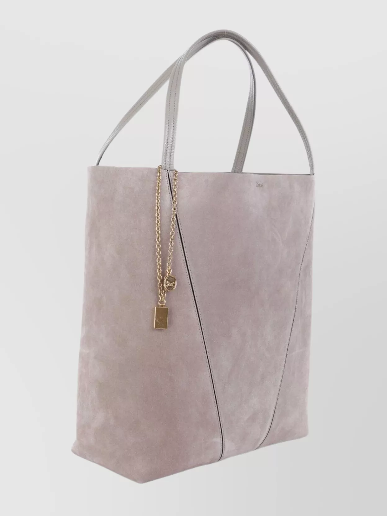 Chloé Luxe Suede Tote Chain Detail