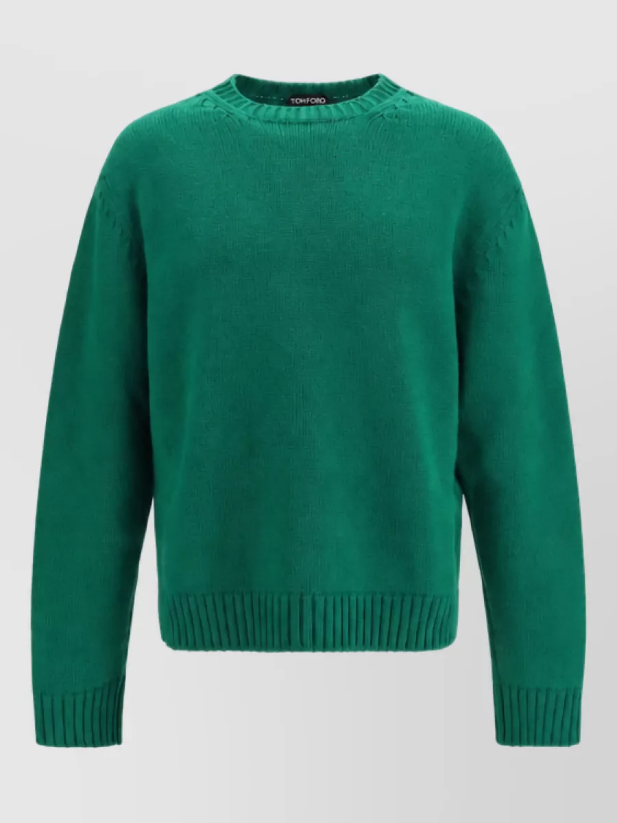Tom Ford cashmere merino wool ribbed crew neck sweater