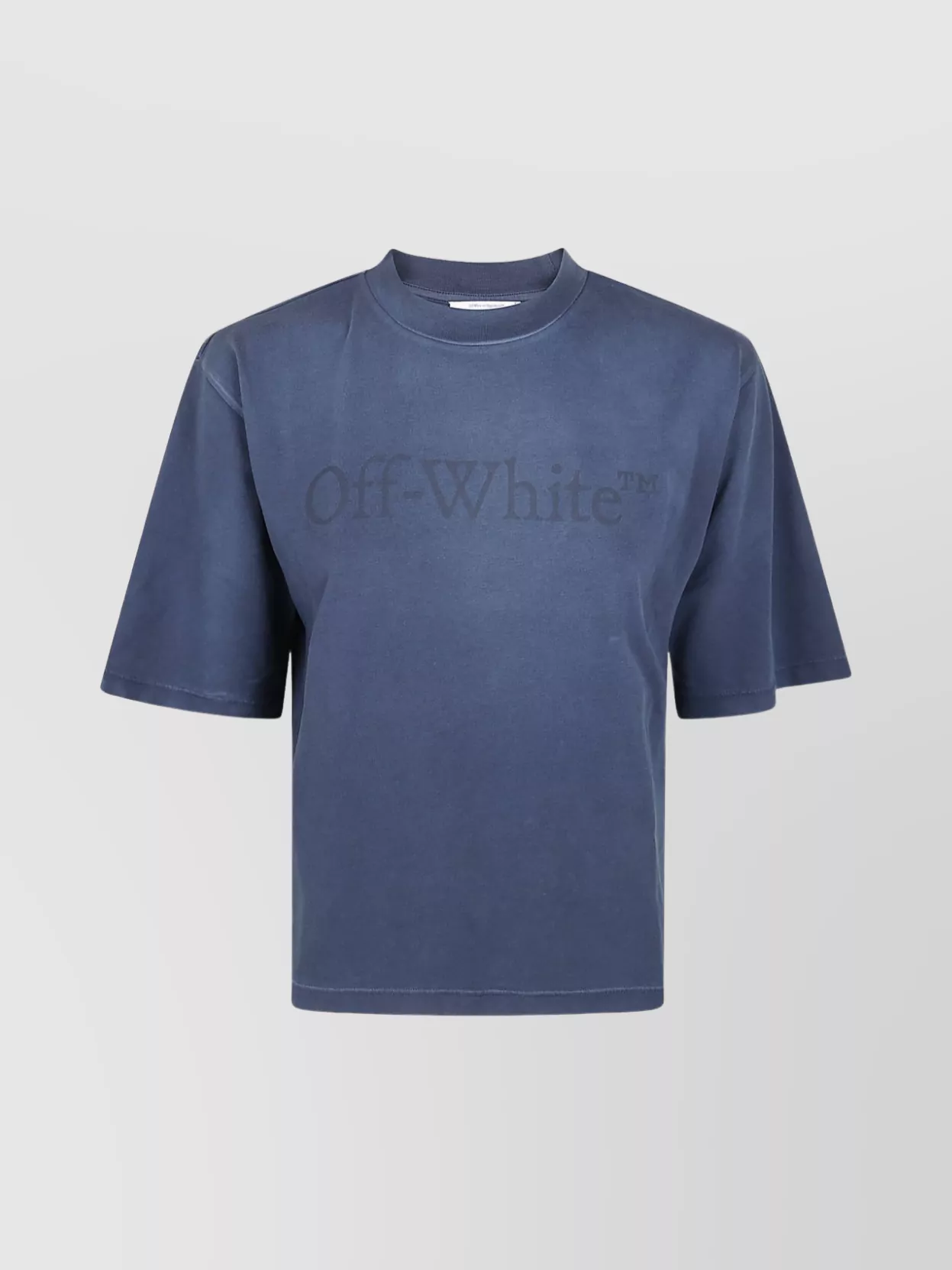 Off-white Boxy Crew Neck Short Sleeve T-shirt In Blue
