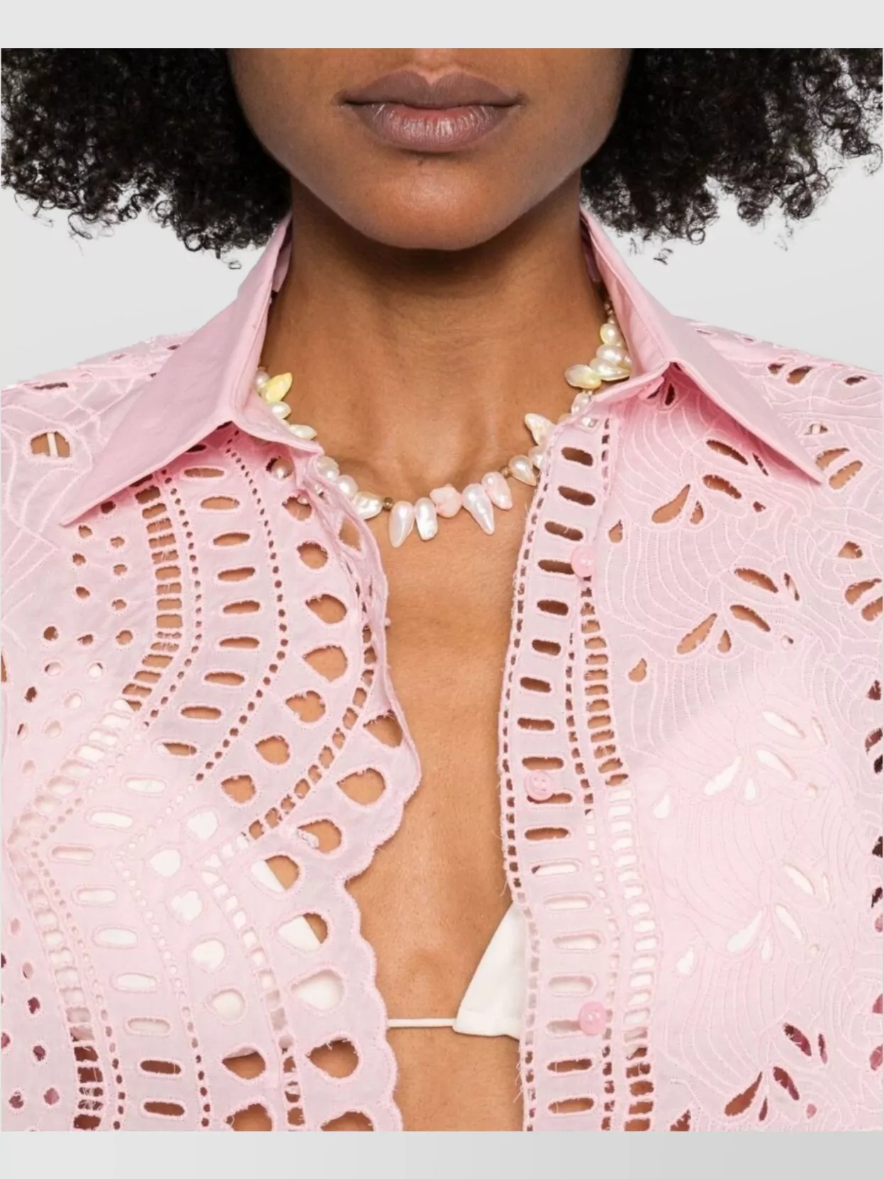 Ermanno Scervino Sheer Lace Shirt Scalloped Edges