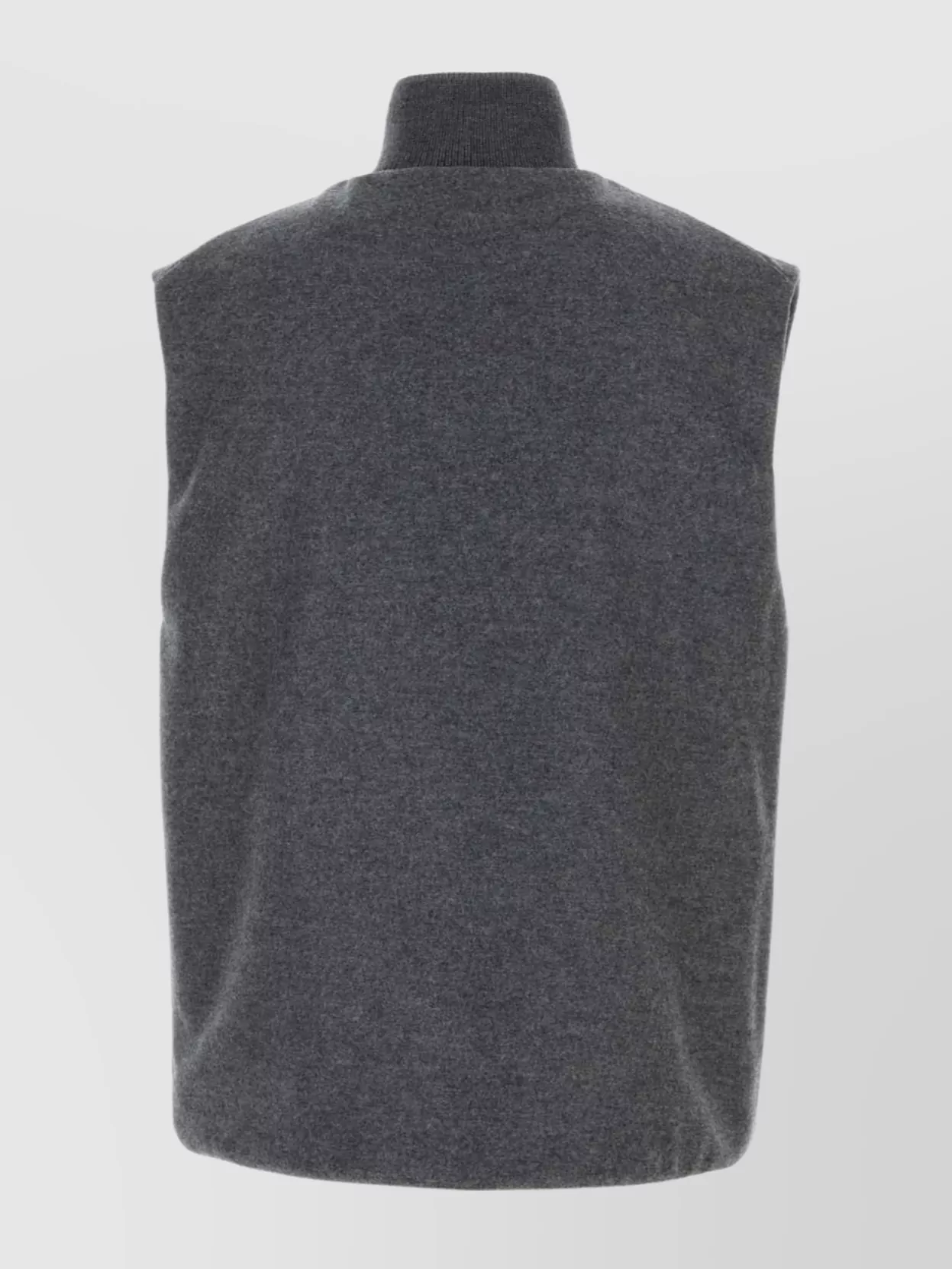Jil Sander Sleeveless Wool Jacket With High Ribbed Collar In Gray