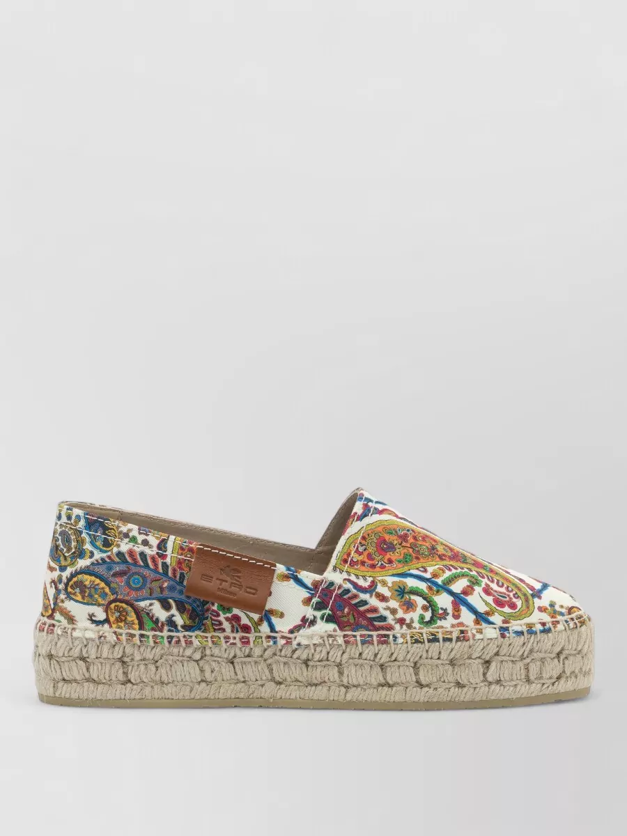 Etro Paisley Cotton Espadrilles Round Toe Sole