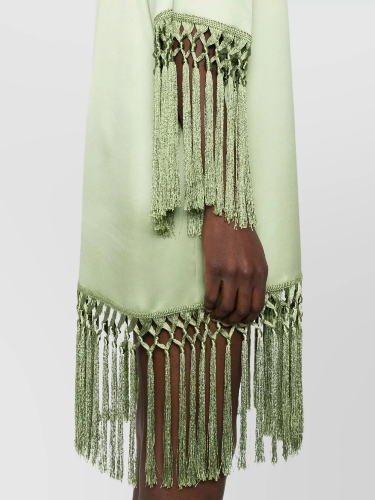 Valentino Tunic Dress In Silk Satin With Fringe