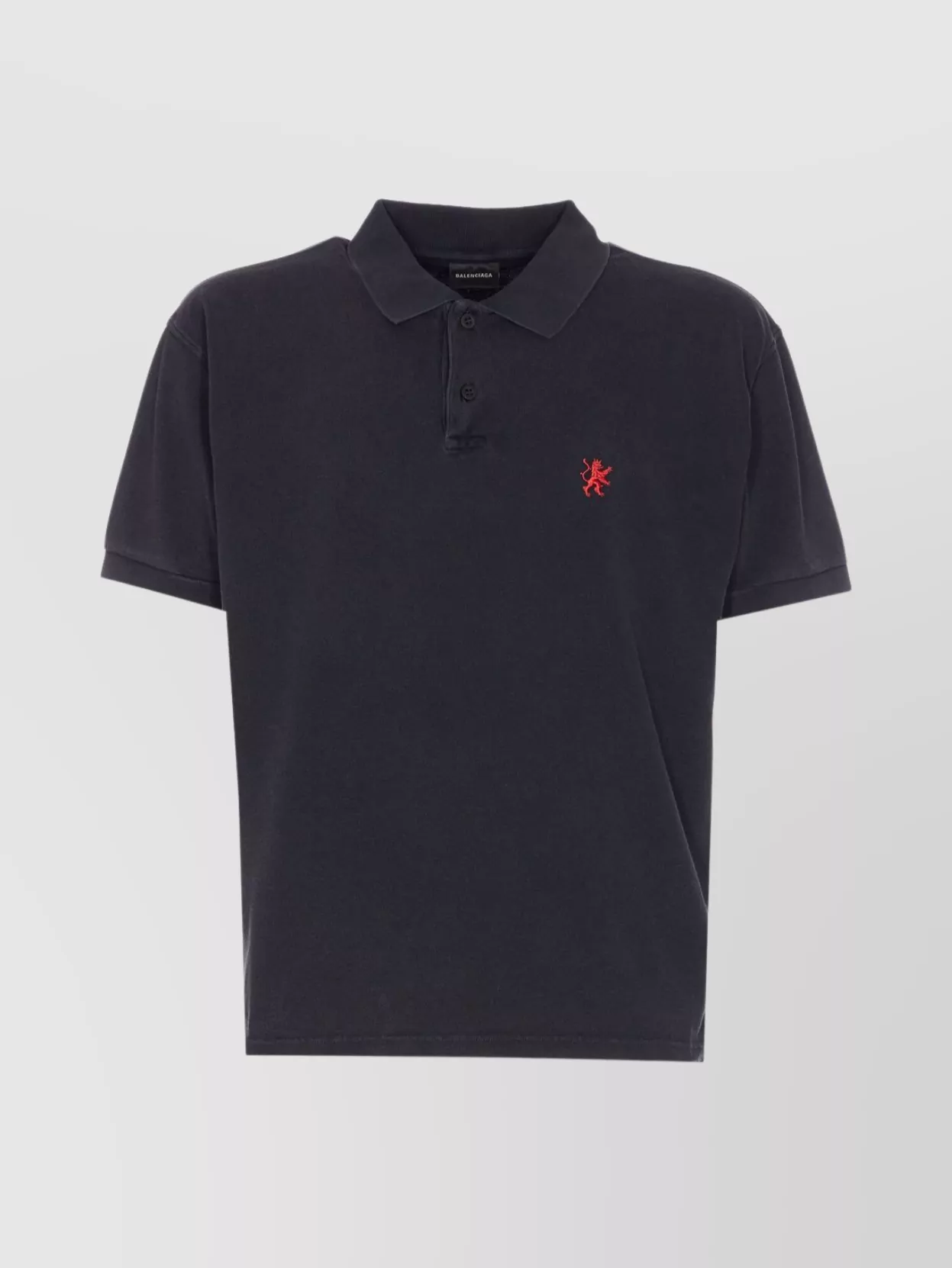 Balenciaga Cotton Piquet Polo Shirt With Lion Embroidery In Blue