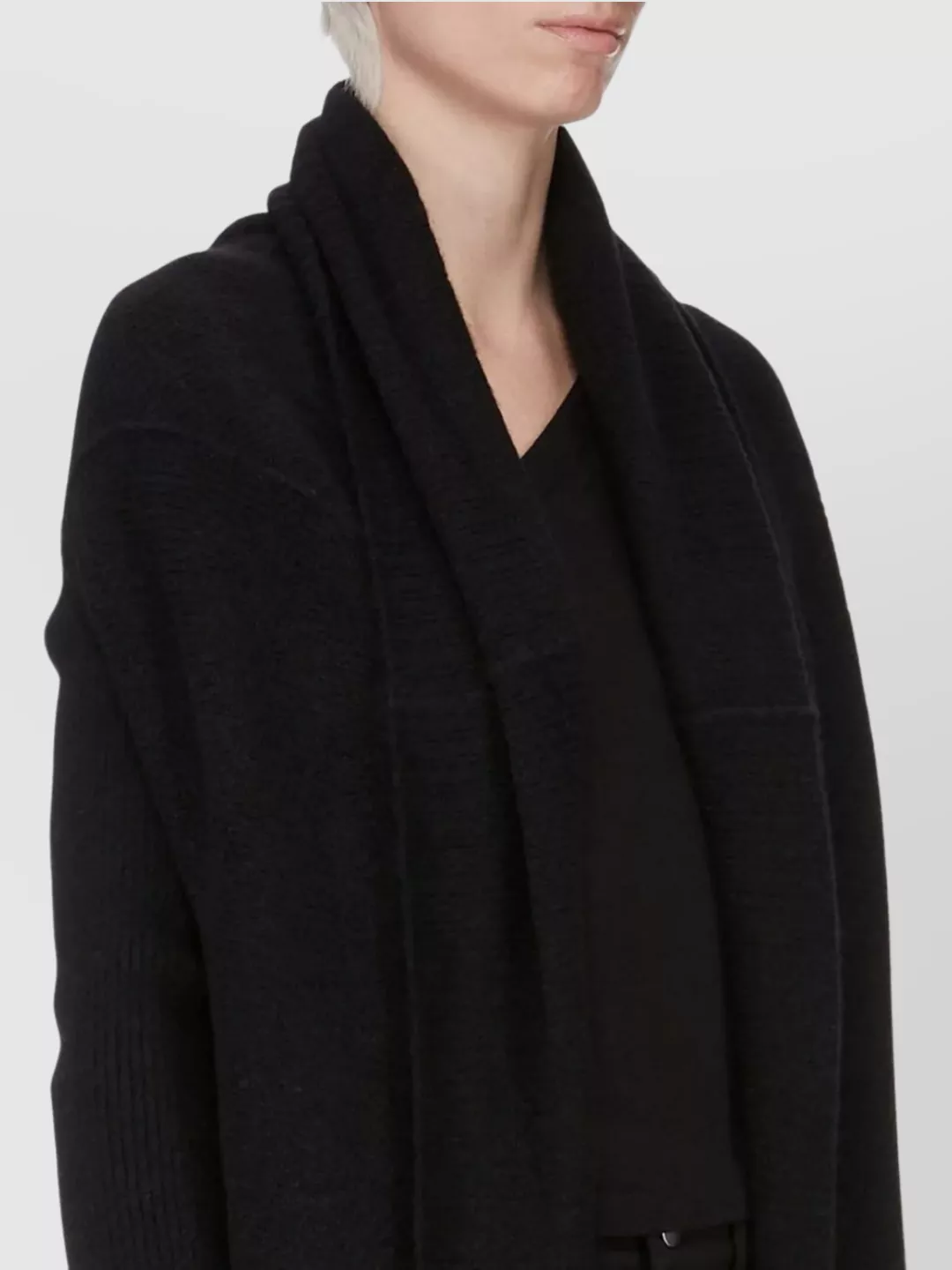 Rick Owens Longline Shawl Collar Cardigan Pockets In Black