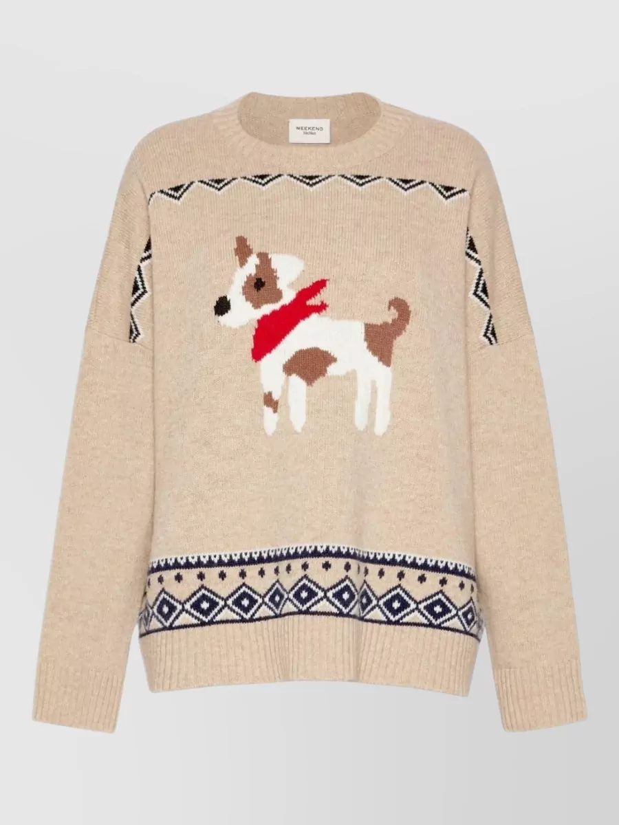 Weekend Max Mara virgin wool jacquard oversized crew-neck jumper