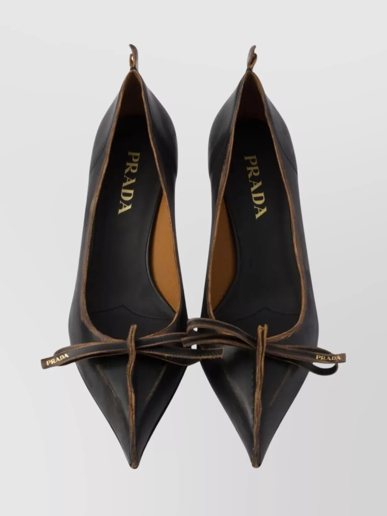 Prada Pointed Toe Kitten Heel Bow Pumps
