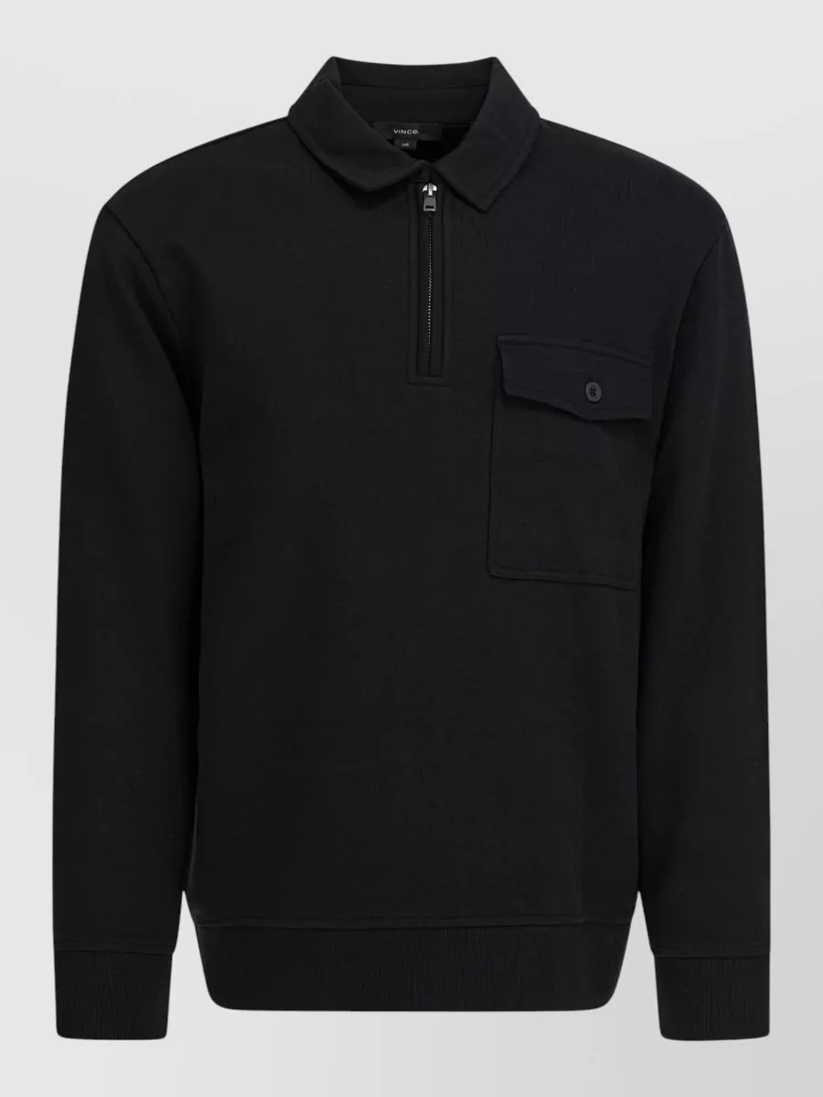 Vince cotton blend zip polo shirt