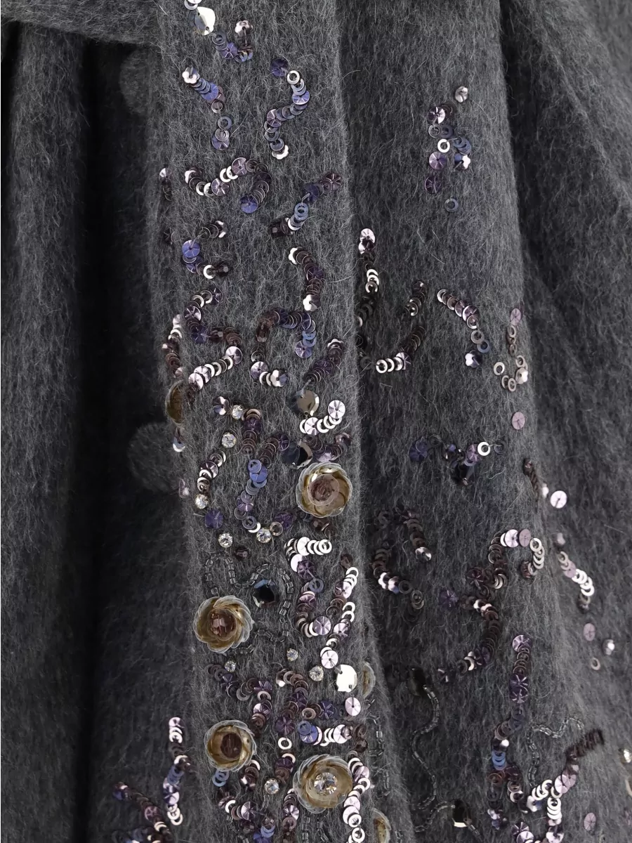 Valentino Mohair Wool-Blend Oversized Belted Embellished Coat