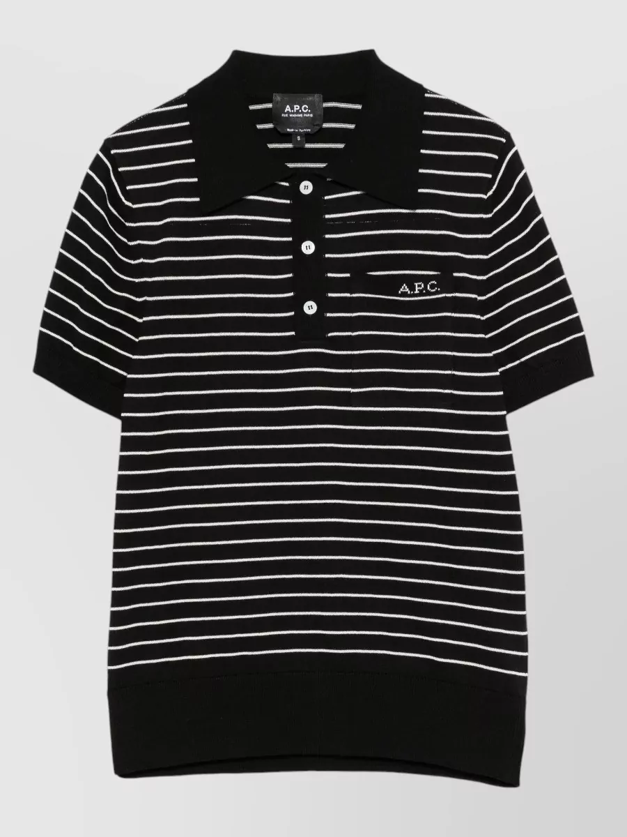 A.P.C. striped cotton ribbed polo shirt