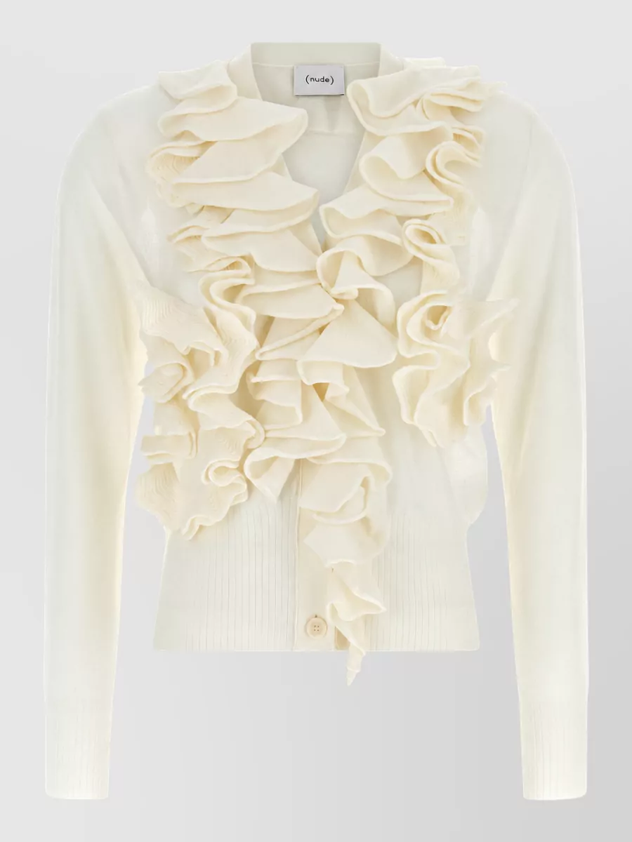Nude ruffle cardigan
