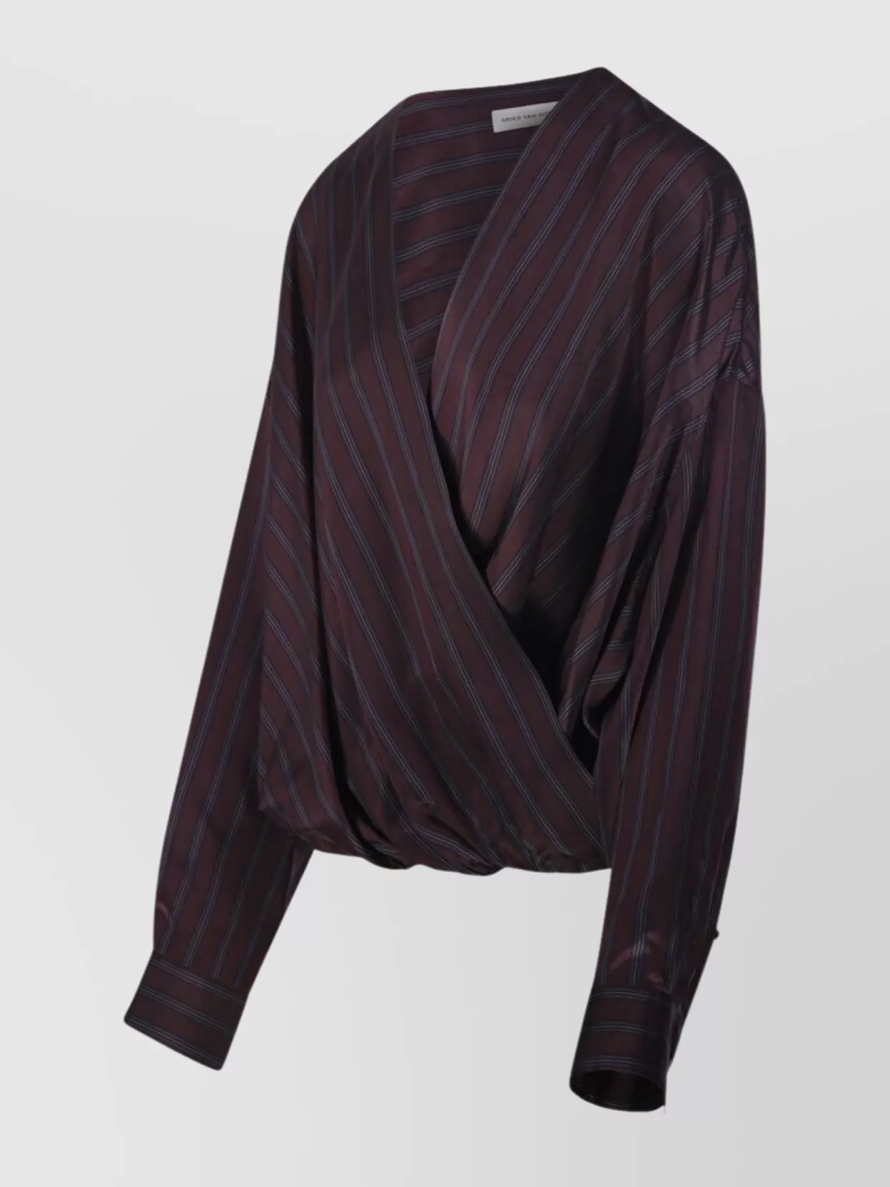 Dries Van Noten Striped V-Neck Wrap Shirt