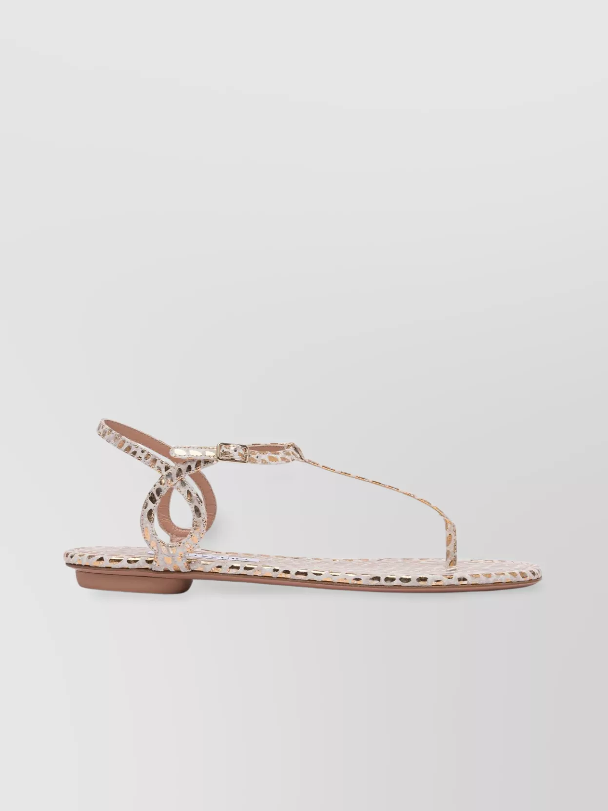 Aquazzura Loop Detail Flat Sole Sandals Open Toe Textured Design