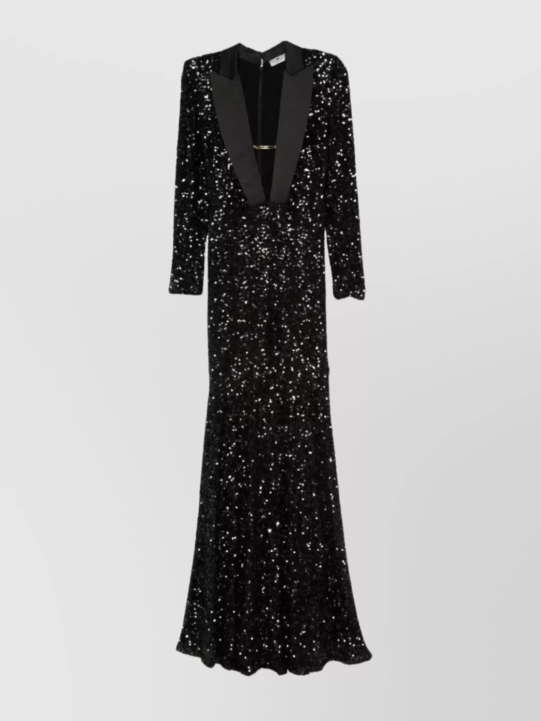 Elisabetta Franchi Red Carpet Dress In Full Sequins Clothing In Black
