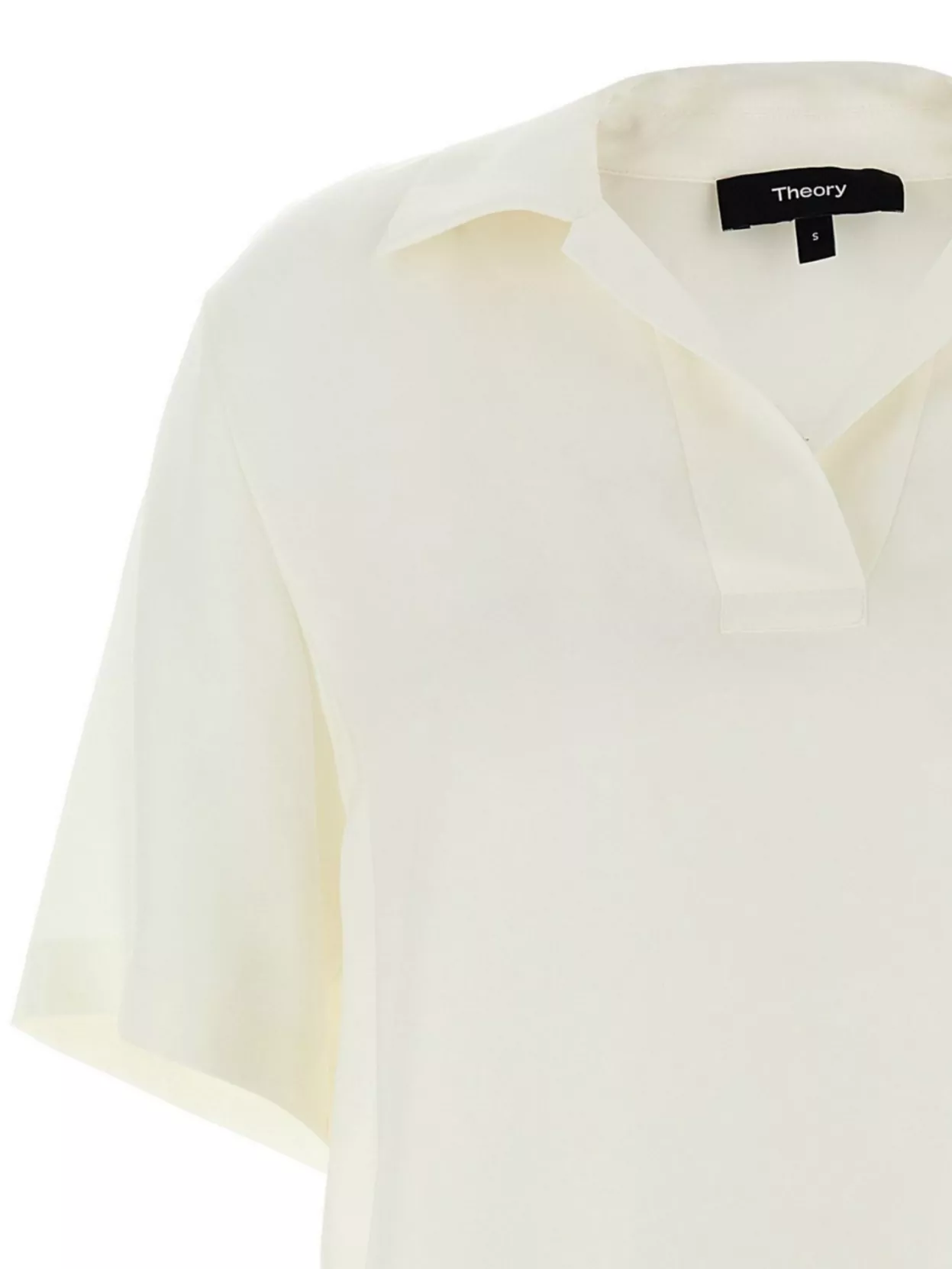 Theory Collared Silk Polo Shirt With Short Sleeves