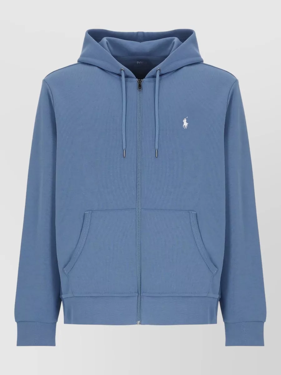 Ralph Lauren Ribbed Trim Hooded Zip Sweatshirt