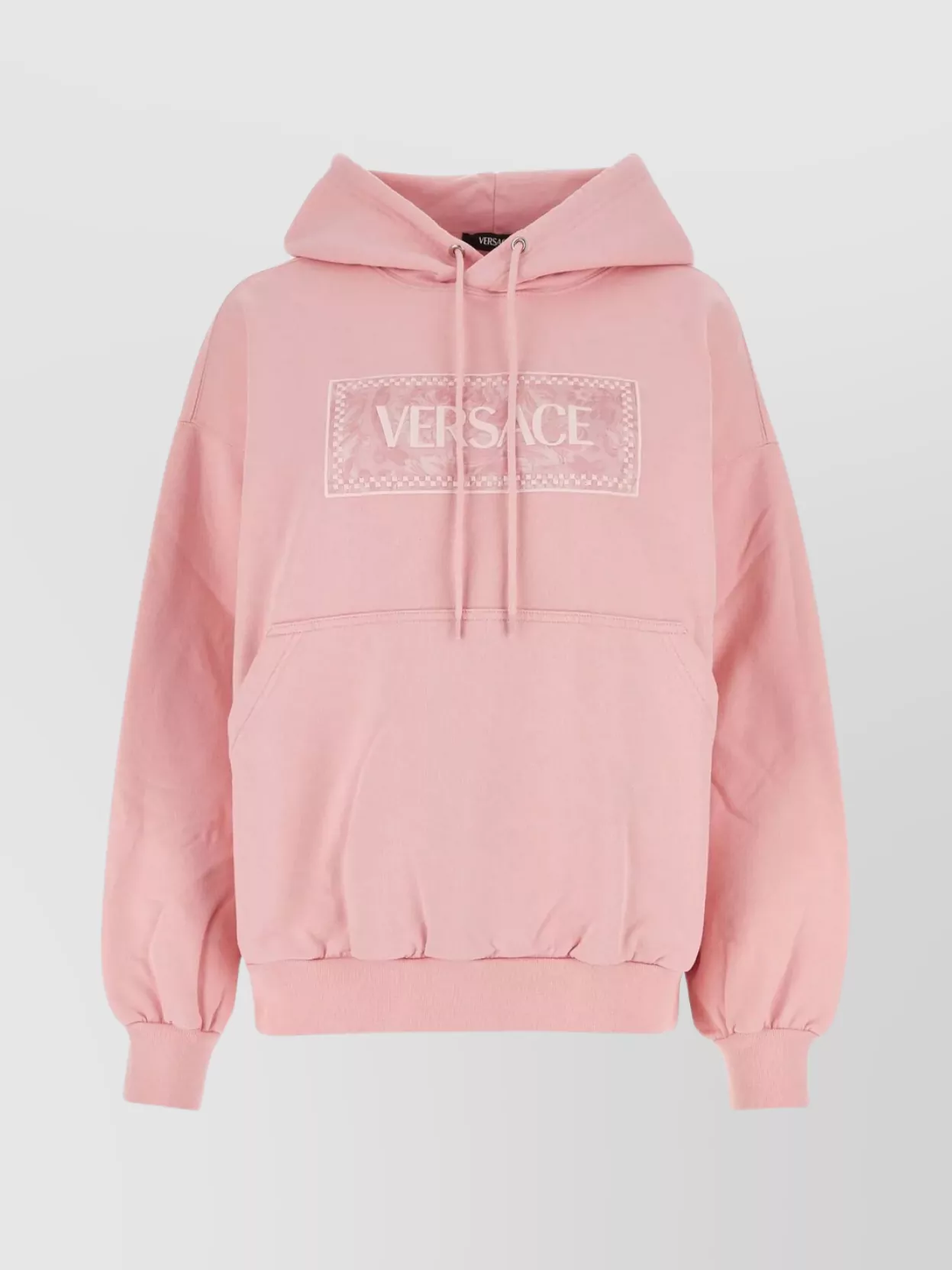 Shop Versace Cotton Hooded Sweatshirt With Drawstring And Pouch Pocket